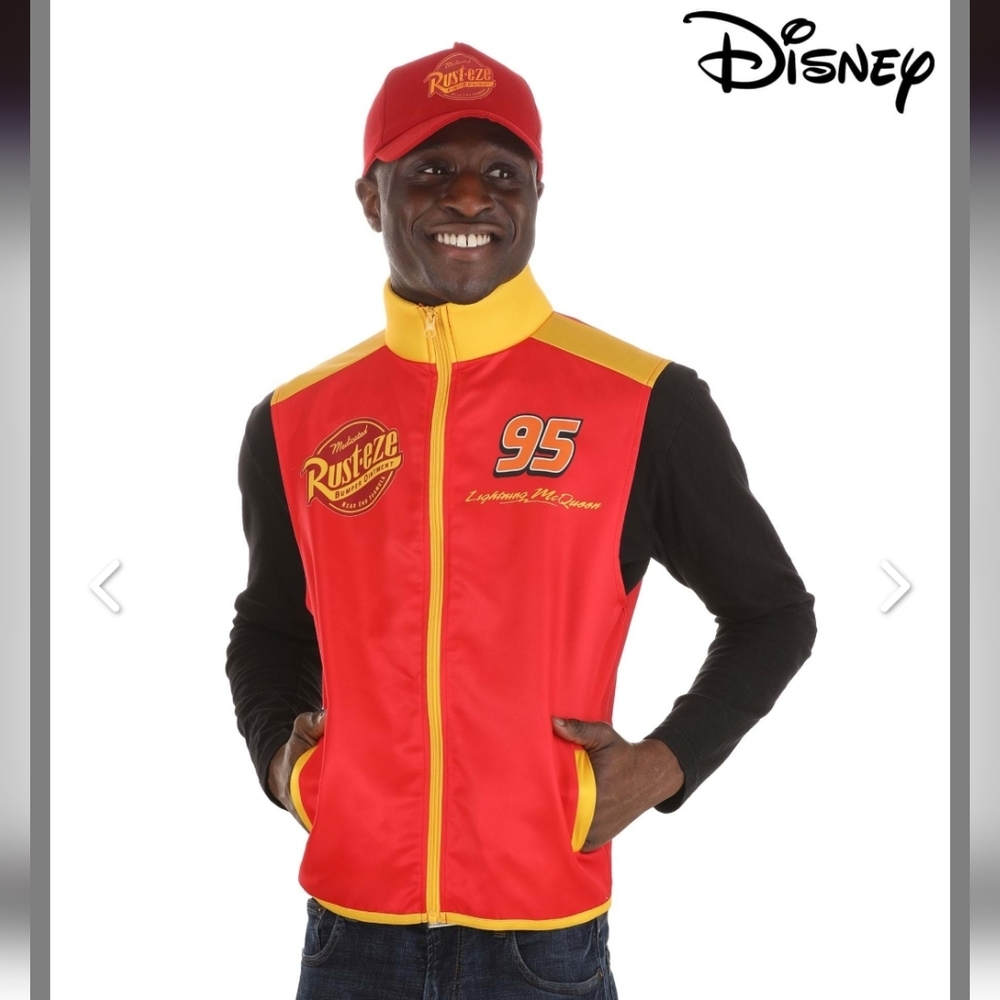 Pixar Lightning McQueen Crew Hat & Vest Costume Kit for Adults